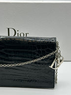 Dior Black Croc Purse On Chain