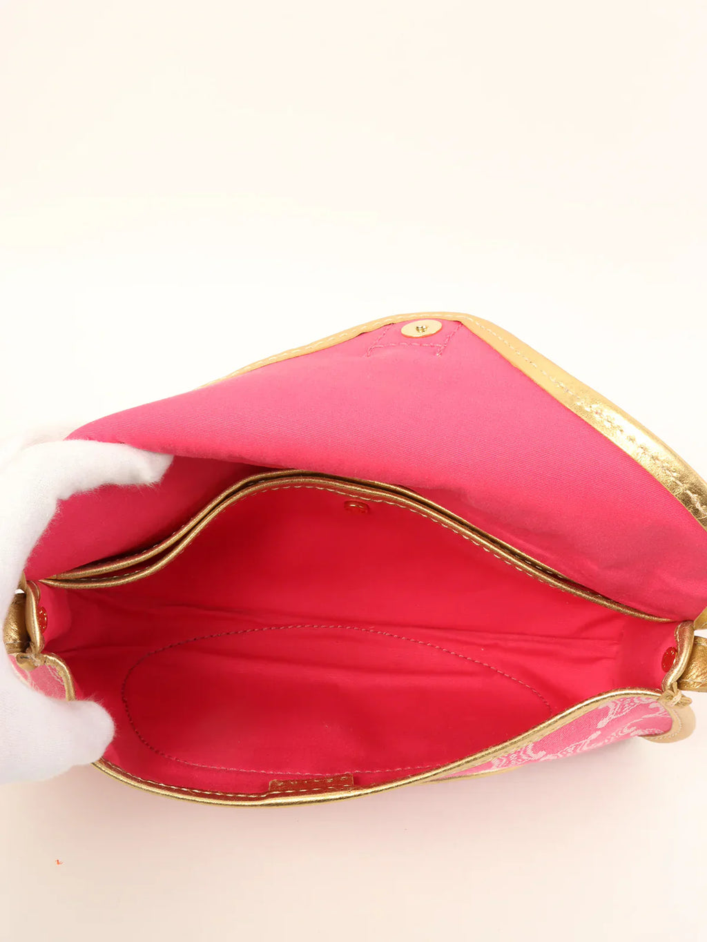 CELINE Denim Paris Macadam Pattern Shoulder Bag Pink