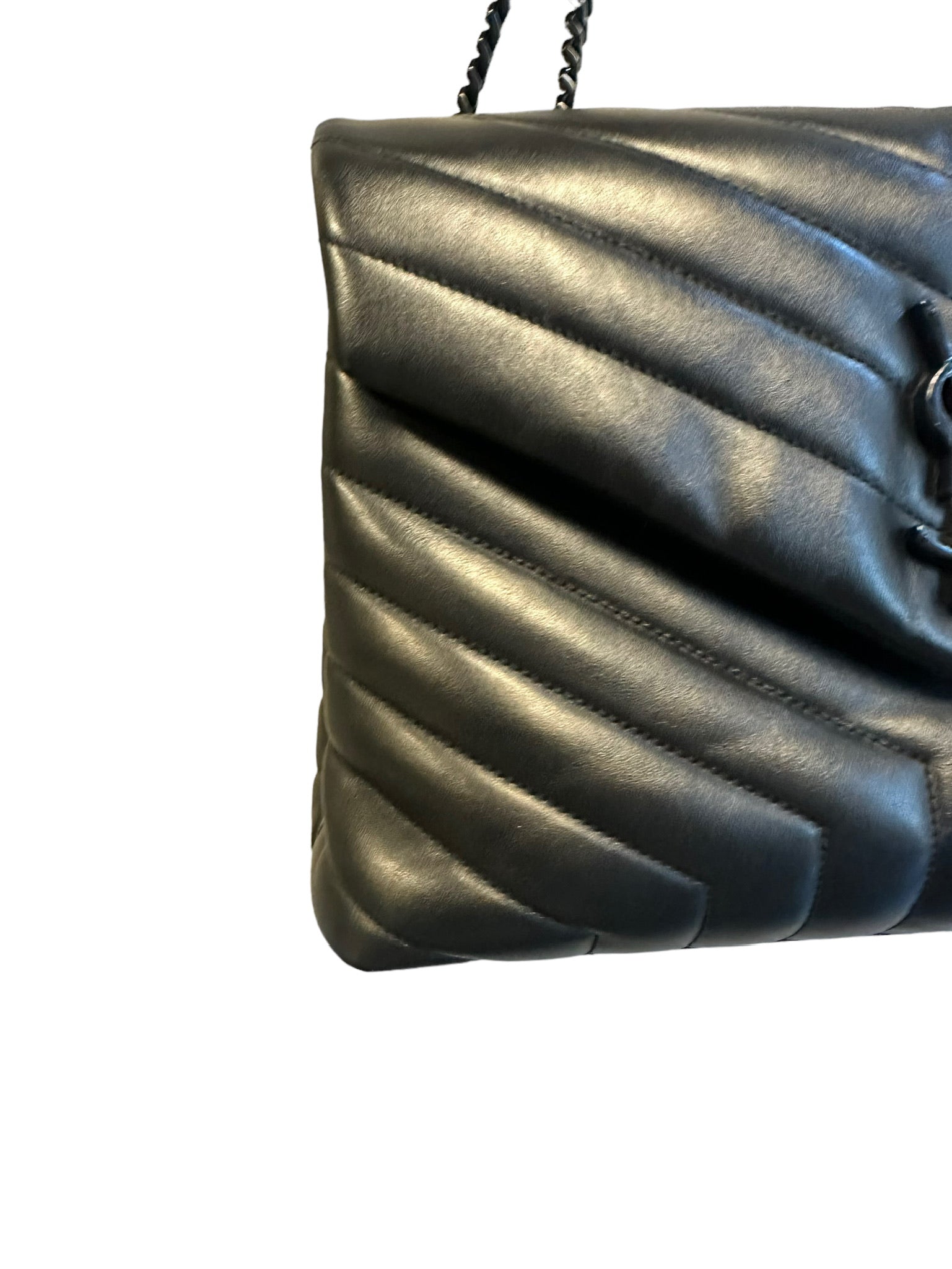 SAINT LAURENT - Black Matelasse Loulou Bag Medium