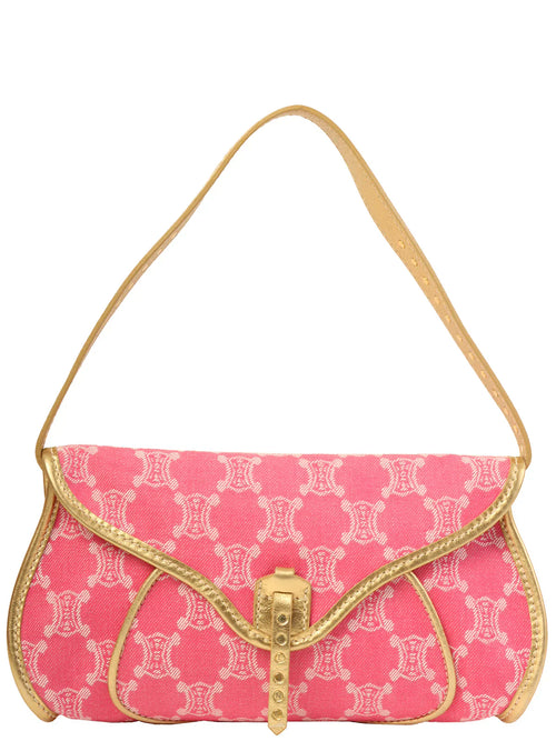 CELINE Denim Paris Macadam Pattern Shoulder Bag Pink