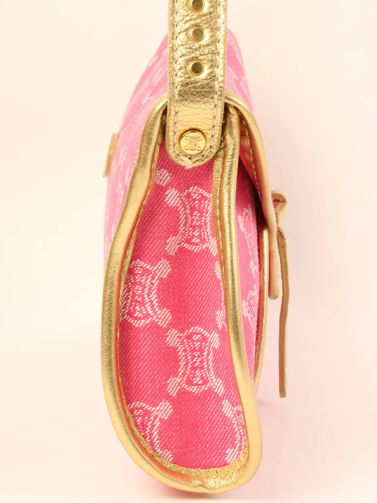 CELINE Denim Paris Macadam Pattern Shoulder Bag Pink