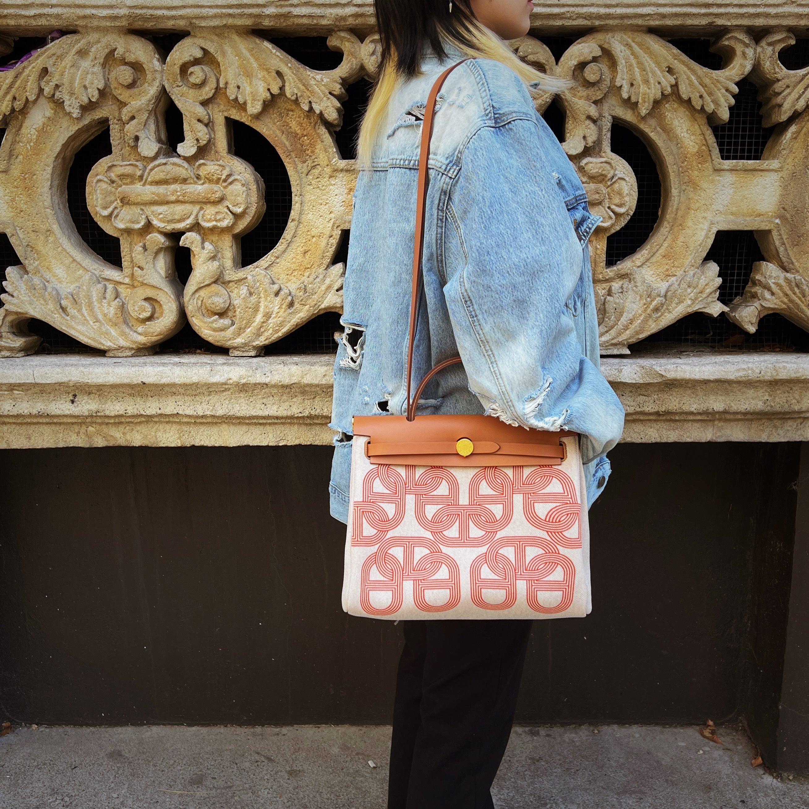 Hermes Ebene Vache Hunter Chaine D'Ancre Herbag 31PM Bag