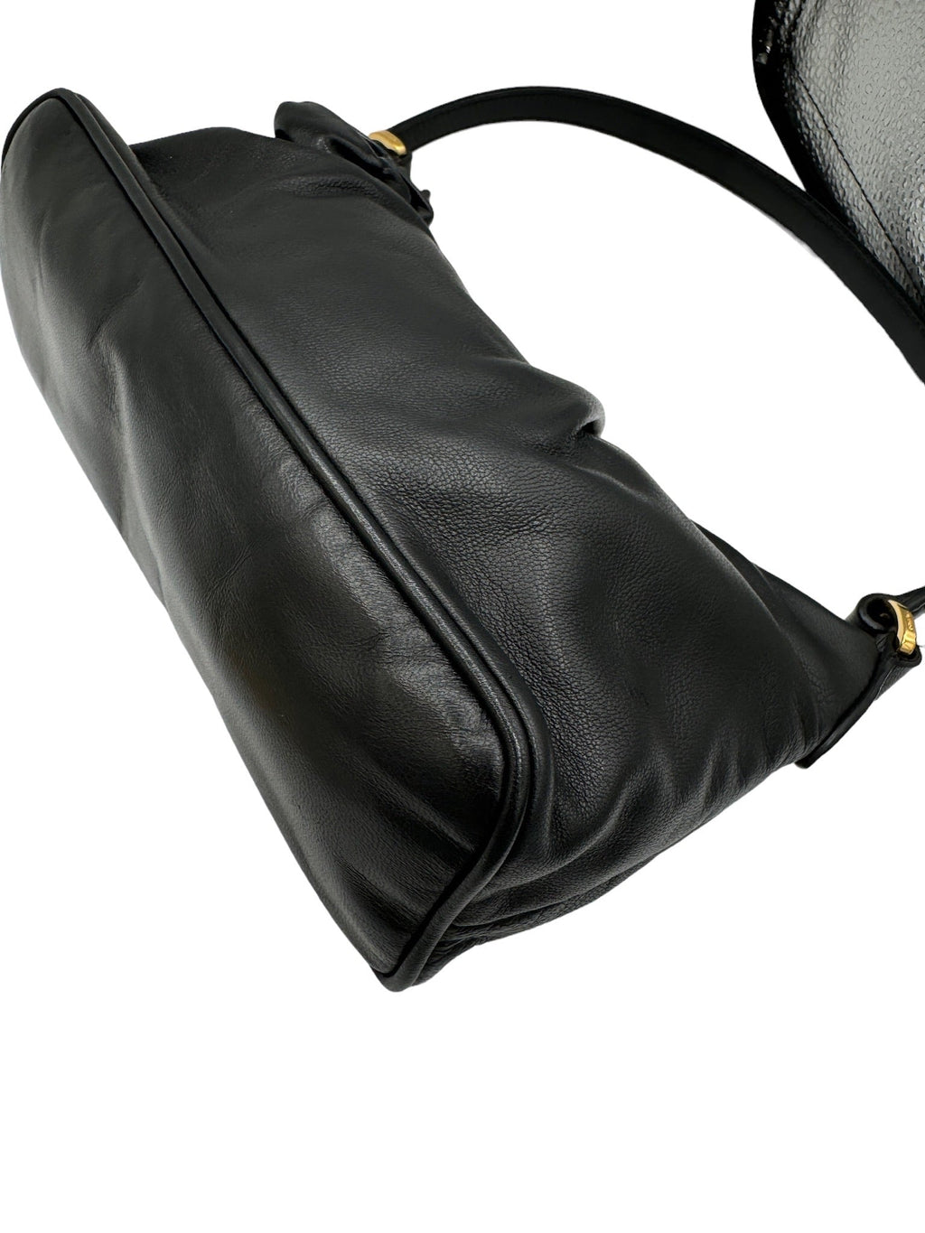 PRADA - Black Glace Leather Rose Shoulder Bag