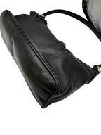 PRADA - Black Glace Leather Rose Shoulder Bag