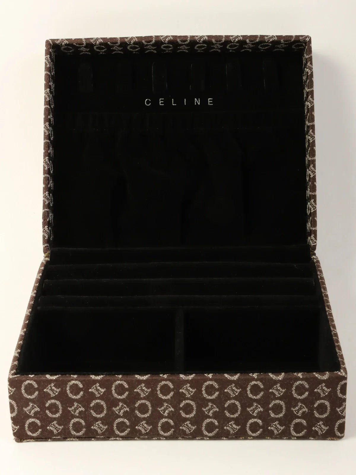 CELINE C Macadam Pattern Jewelry Case Brown
