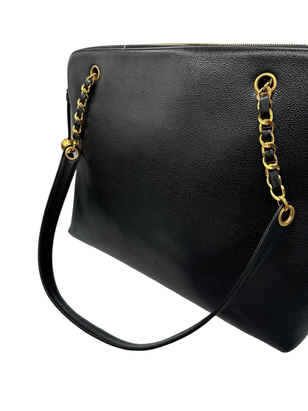 CHANEL - Caviar Medallion Chain Tote Shoulder Bag Black Caviar Skin