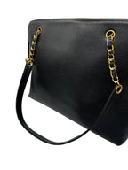 CHANEL - Caviar Medallion Chain Tote Shoulder Bag Black Caviar Skin