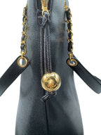 CHANEL - Caviar Medallion Chain Tote Shoulder Bag Black Caviar Skin
