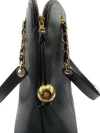 CHANEL - Caviar Medallion Chain Tote Shoulder Bag Black Caviar Skin