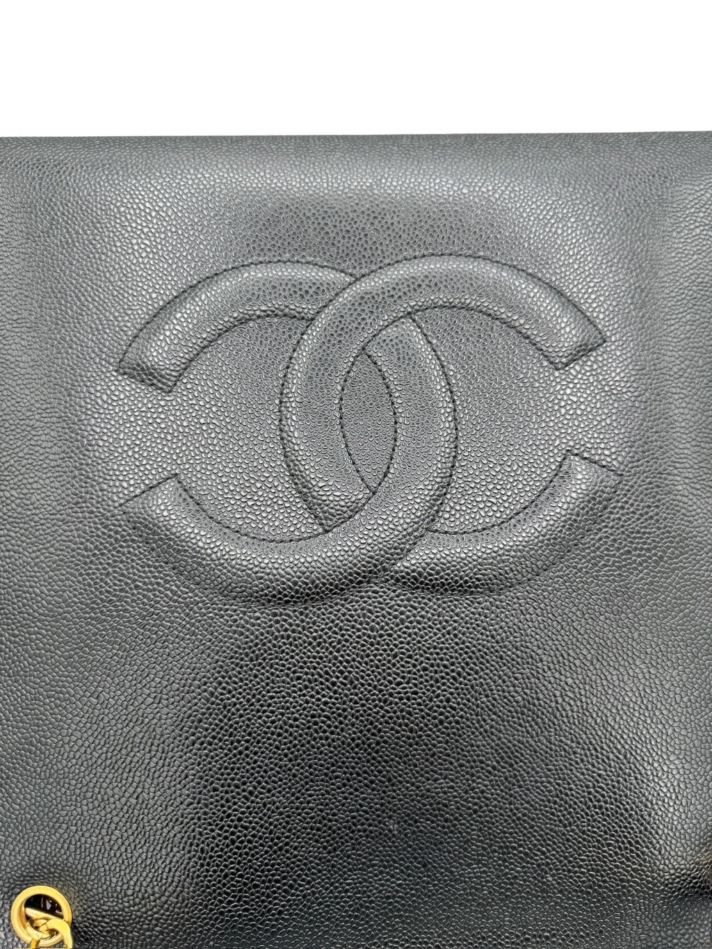 CHANEL - Caviar Medallion Chain Tote Shoulder Bag Black Caviar Skin