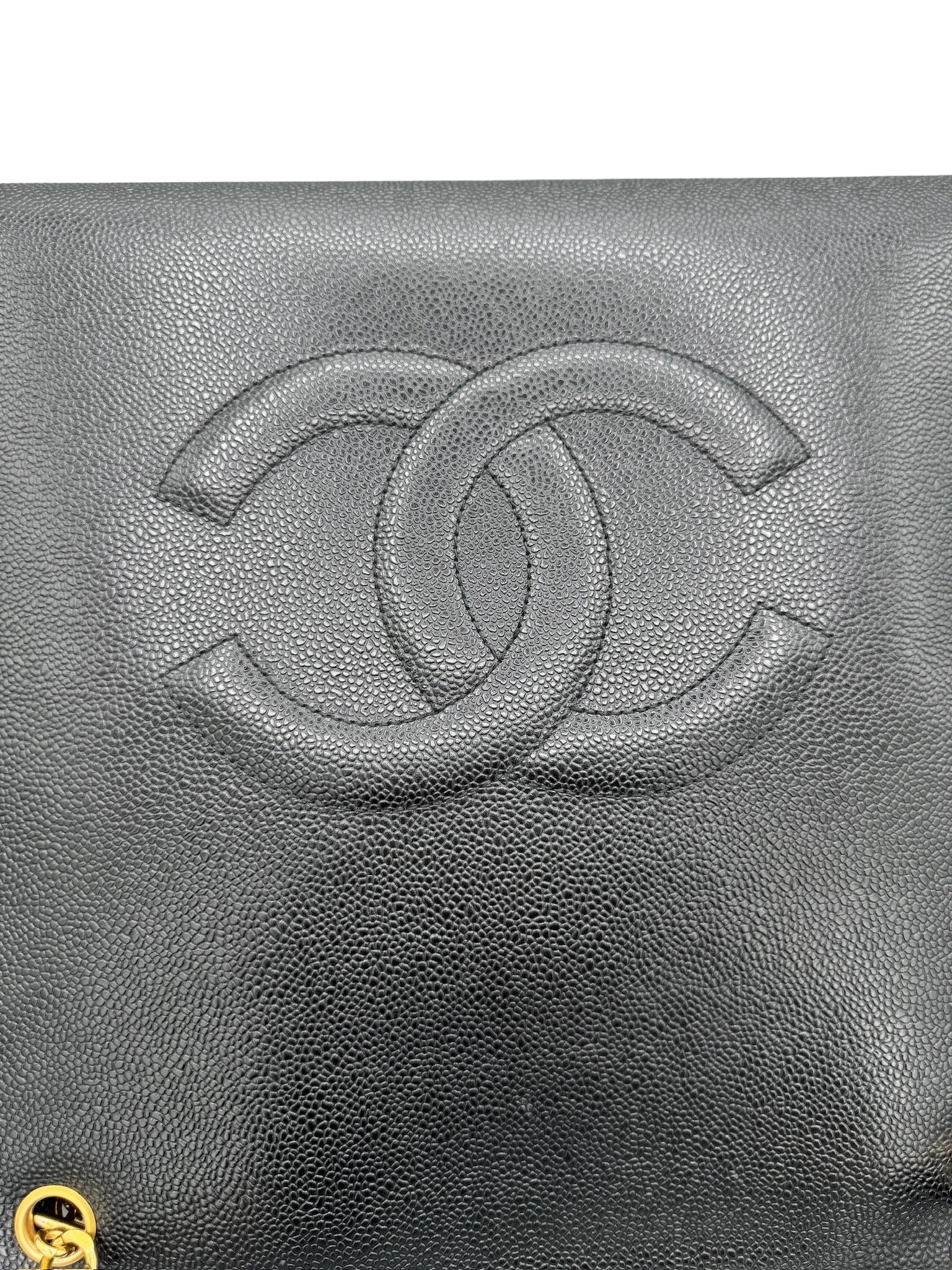 CHANEL - Caviar Medallion Chain Tote Shoulder Bag Black Caviar Skin