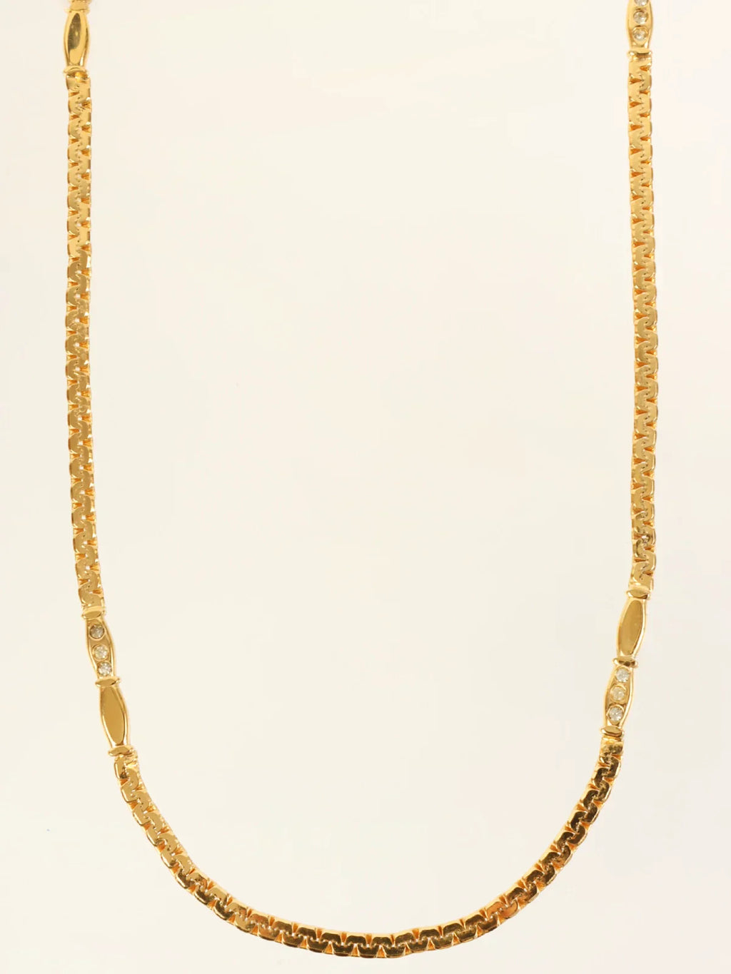 CELINE Rhinestone Chain Necklace Gold