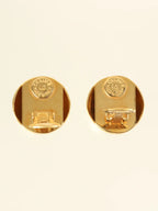 CELINE Dome Design Macadam Plate Earrings Gold