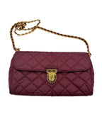 PRADA - Bordeaux Nylon Shoulder Bag Golden Toned Hardware