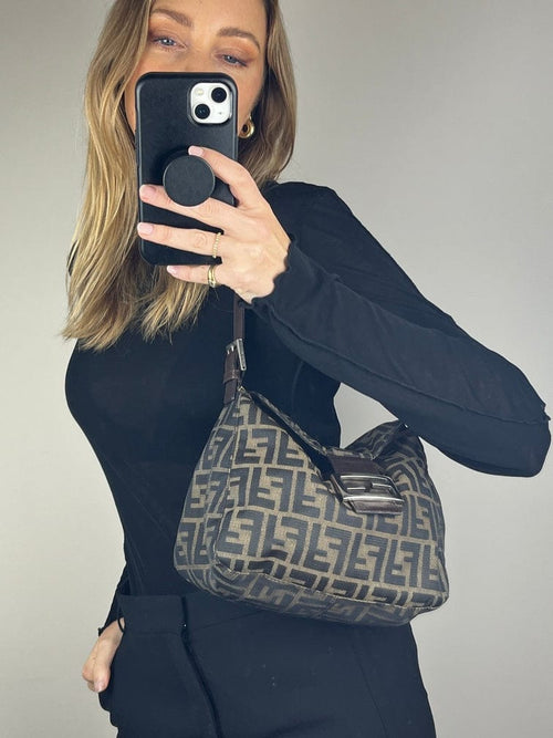 Fendi Mini Mamma Baguette in Brown Zucca Canvas