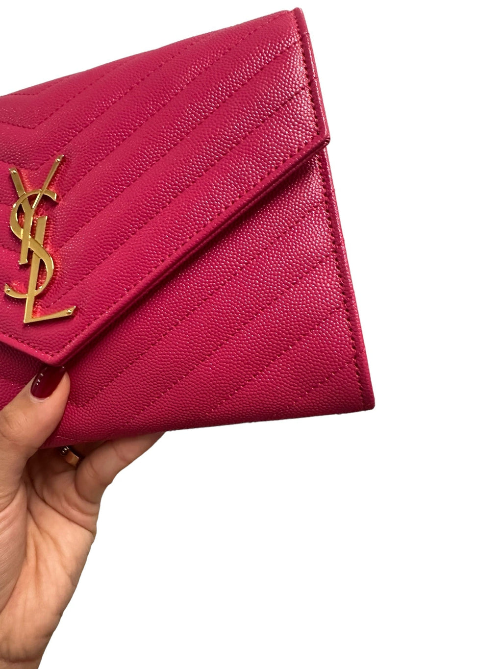 SAINT LAURENT - Grain De Poudre Chevron Pouch Clutch