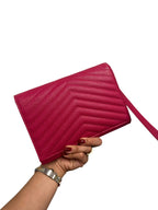SAINT LAURENT - Grain De Poudre Chevron Pouch Clutch