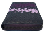 BOTTEGA VENETA Woven Grey and Purple Leather Zip Wallet