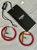 FENDI F Hoop Earrings Python Leather
