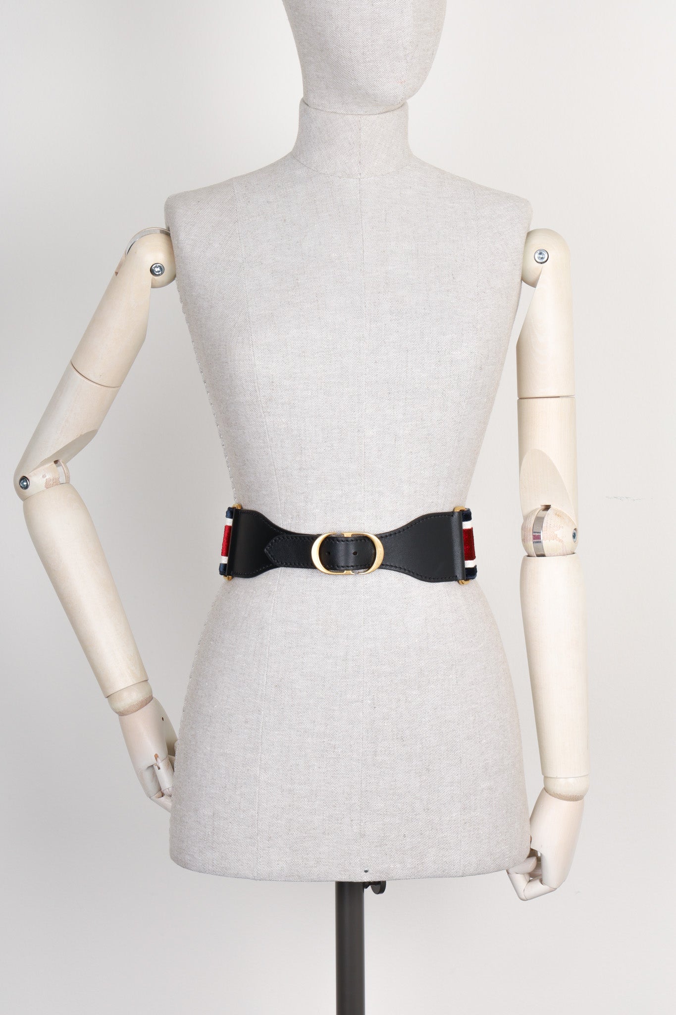 CHRISTIAN DIOR Embroidered Canvas Belt Red & Blue