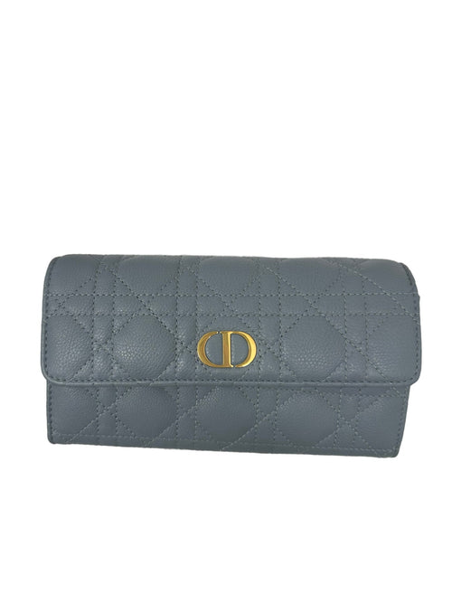 DIOR - Cloud Blue Supple Cannage Calfskin Caro Wallet