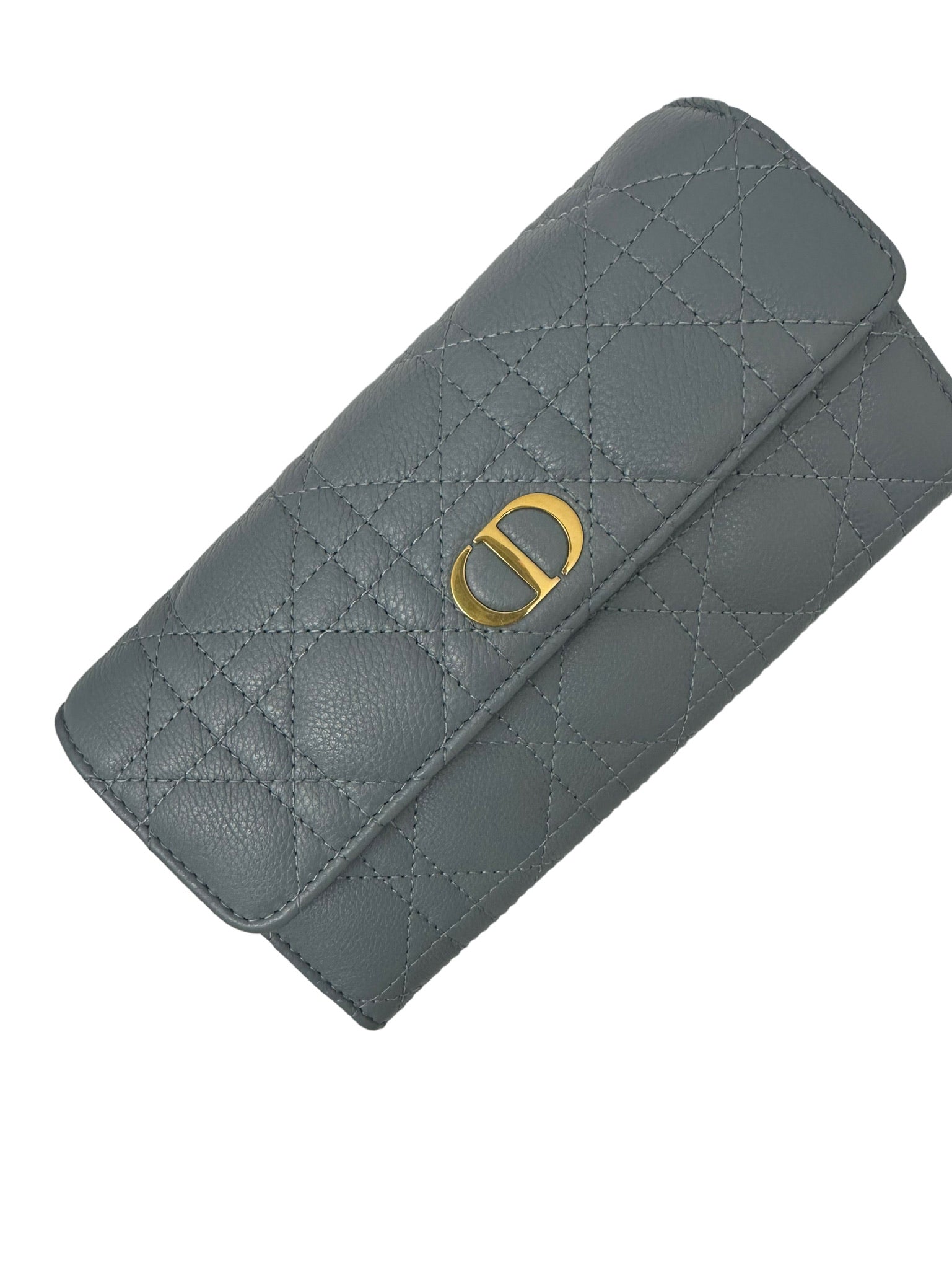 DIOR - Cloud Blue Supple Cannage Calfskin Caro Wallet