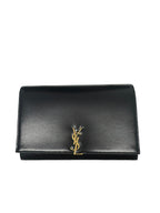SAINT LAURENT - Black Glossy Calfskin Cassandre Chain Wallet