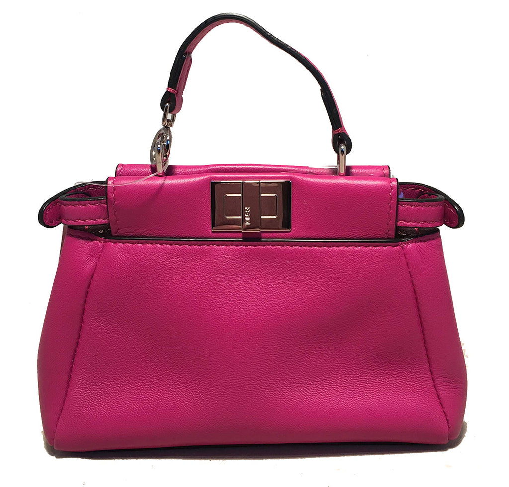 Fendi Micro Mini Fuchsia Pink Peekaboo Bag with Shoulder Strap