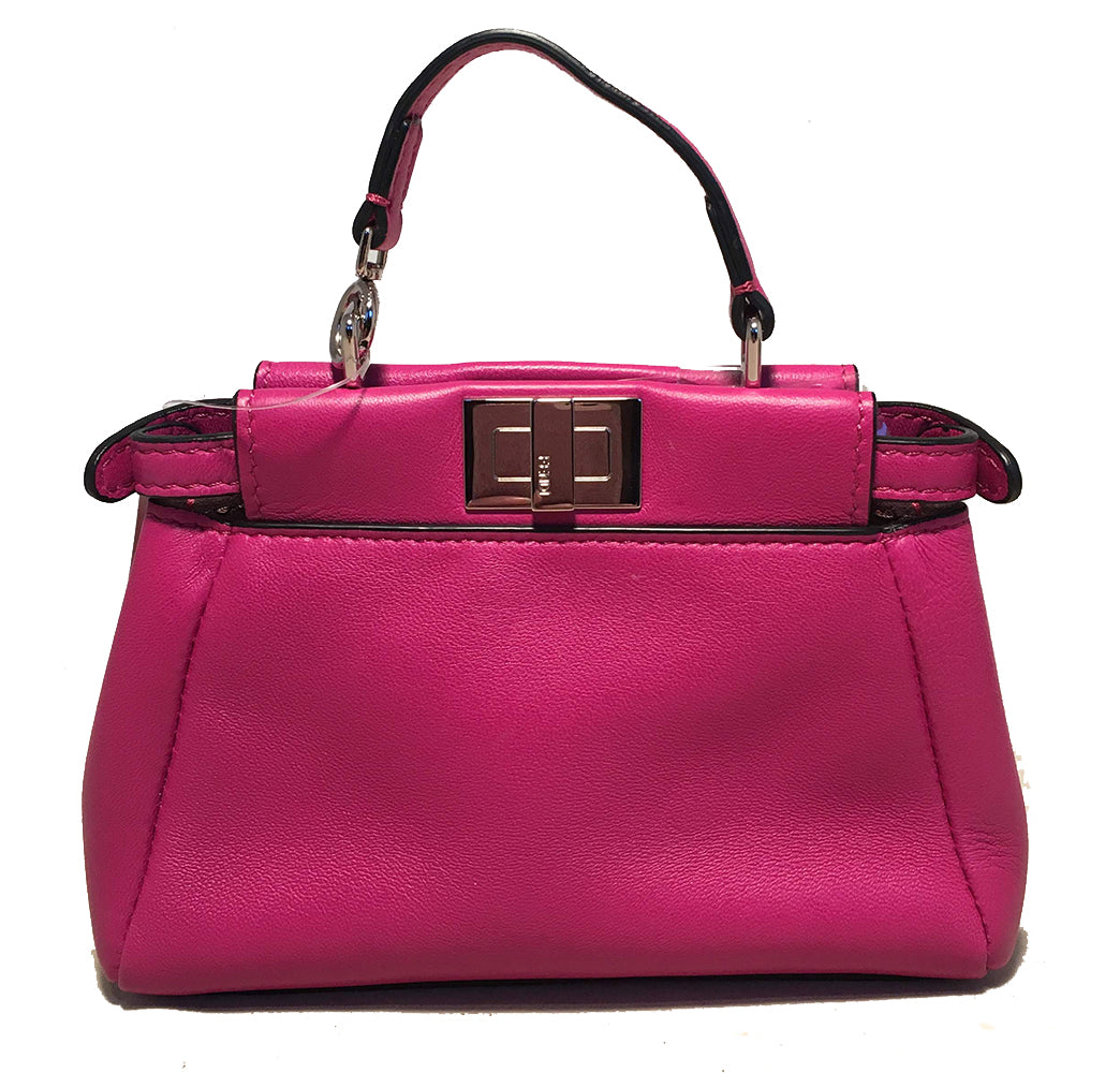 Fendi Micro Mini Fuchsia Pink Peekaboo Bag with Shoulder Strap