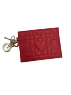 DIOR - Red Lambskin Lady Dior Card Holder