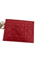 DIOR - Red Lambskin Lady Dior Card Holder