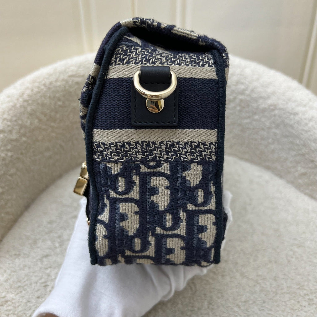 Dior Small Diorcamp Bag in Blue Oblique Embroidery (Model: M1241ORIW)