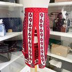 Hermes Skirt in Red and White Silk Sz 42