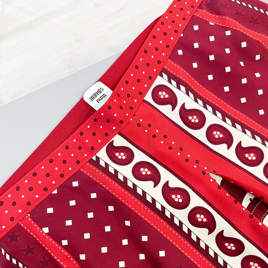 Hermes Skirt in Red and White Silk Sz 42