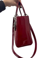 DIOR - Red Patent Lady Dior Medium