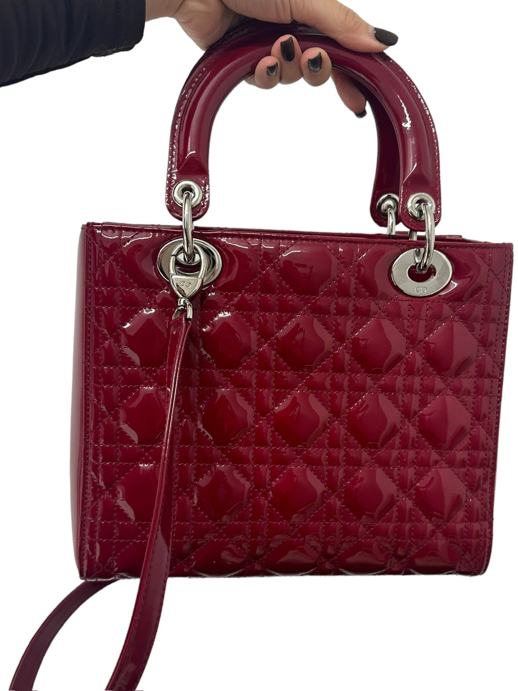 DIOR - Red Patent Lady Dior Medium