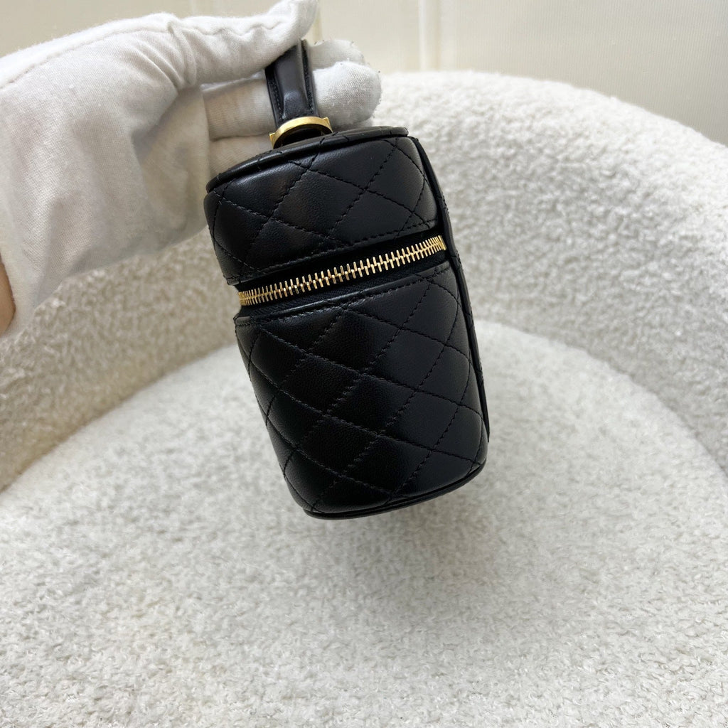 Saint Laurent YSL Gaby Vanity (LP Style) Bag in Black Lambskin and AGHW