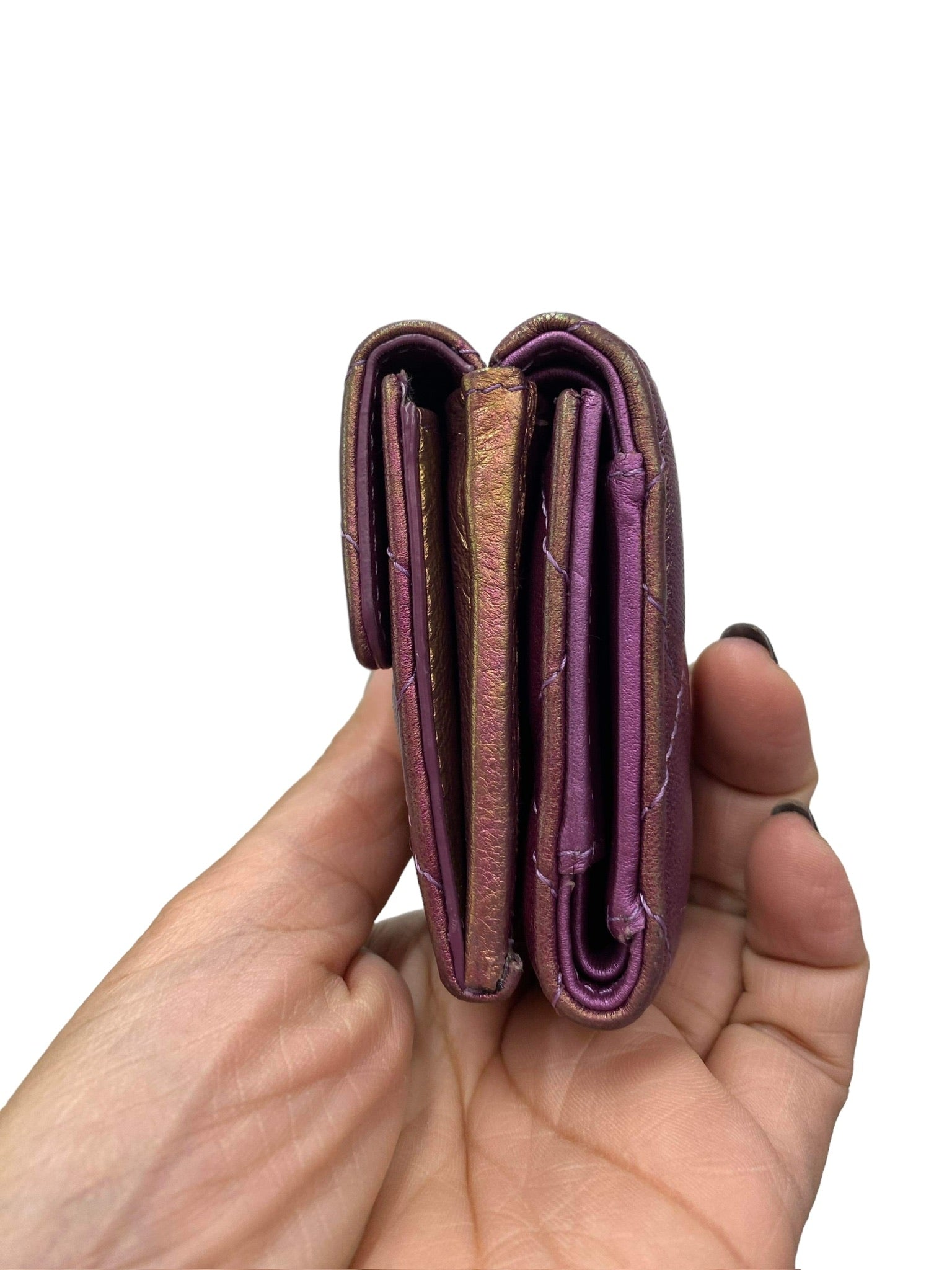 CHANEL - Iridescent Lambskin Quilted Small Flap Wallet