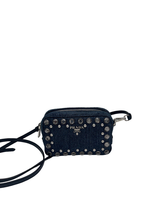 PRADA - Embellished Denim Camera Crossbody Bag