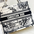 Dior Small Book Tote in Latte and Black Toile de Jouy Zodiac Embroidery