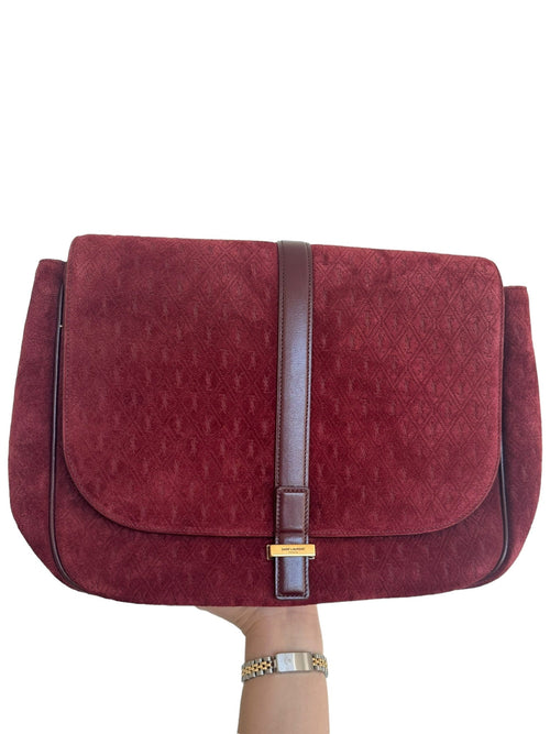 SAINT LAURENT - Crossbody Burgundy Suede Bag