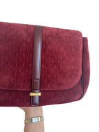 SAINT LAURENT - Crossbody Burgundy Suede Bag