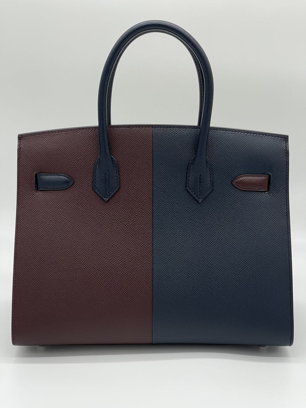 Hermes Birkin 30 Casaque Rouge Sellier / Bleu Indigo / Rose Texas Epsom
