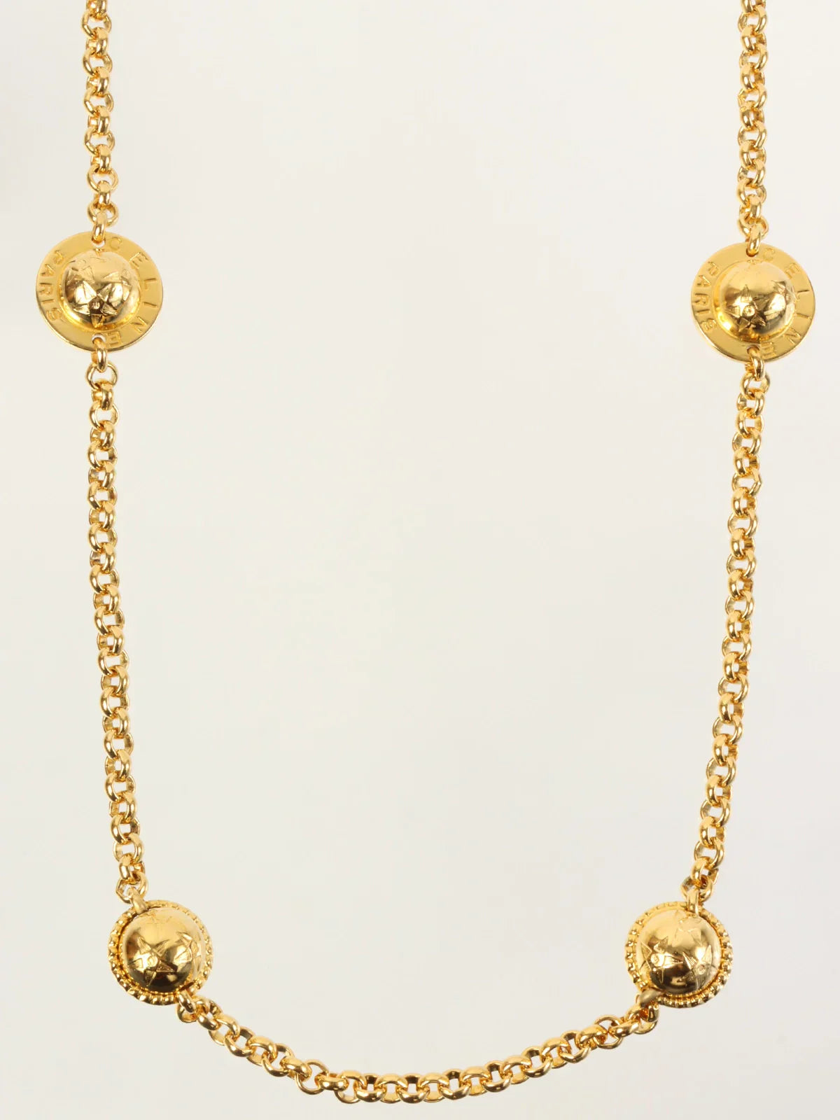 CELINE Star Motif Round Logo Necklace Gold