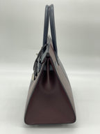 Hermes Birkin 30 Casaque Rouge Sellier / Bleu Indigo / Rose Texas Epsom