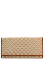 CELINE Canvas Macadam Pattern Long Wallet Beige