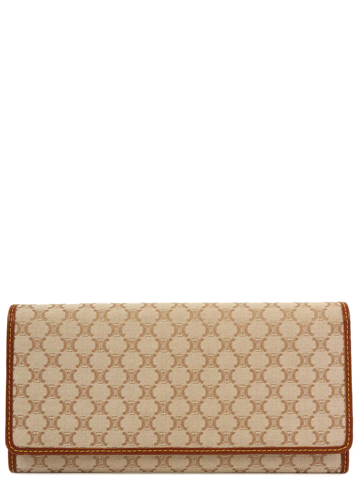 CELINE Canvas Macadam Pattern Long Wallet Beige