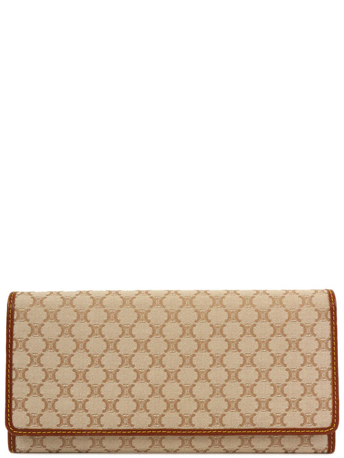 CELINE Canvas Macadam Pattern Long Wallet Beige