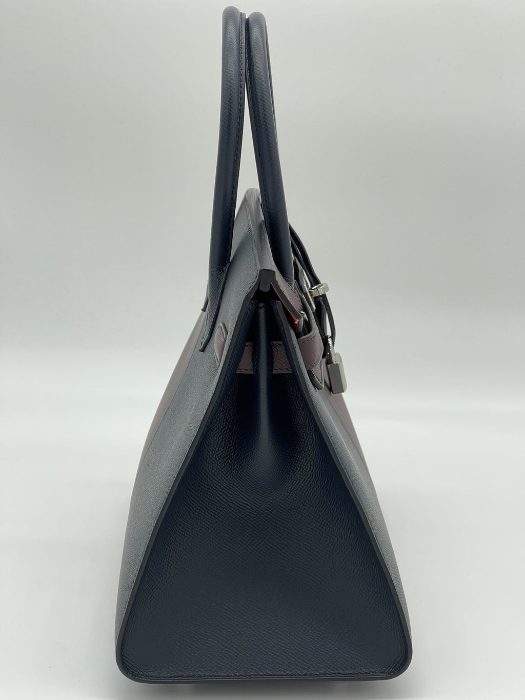 Hermes Birkin 30 Casaque Rouge Sellier / Bleu Indigo / Rose Texas Epsom