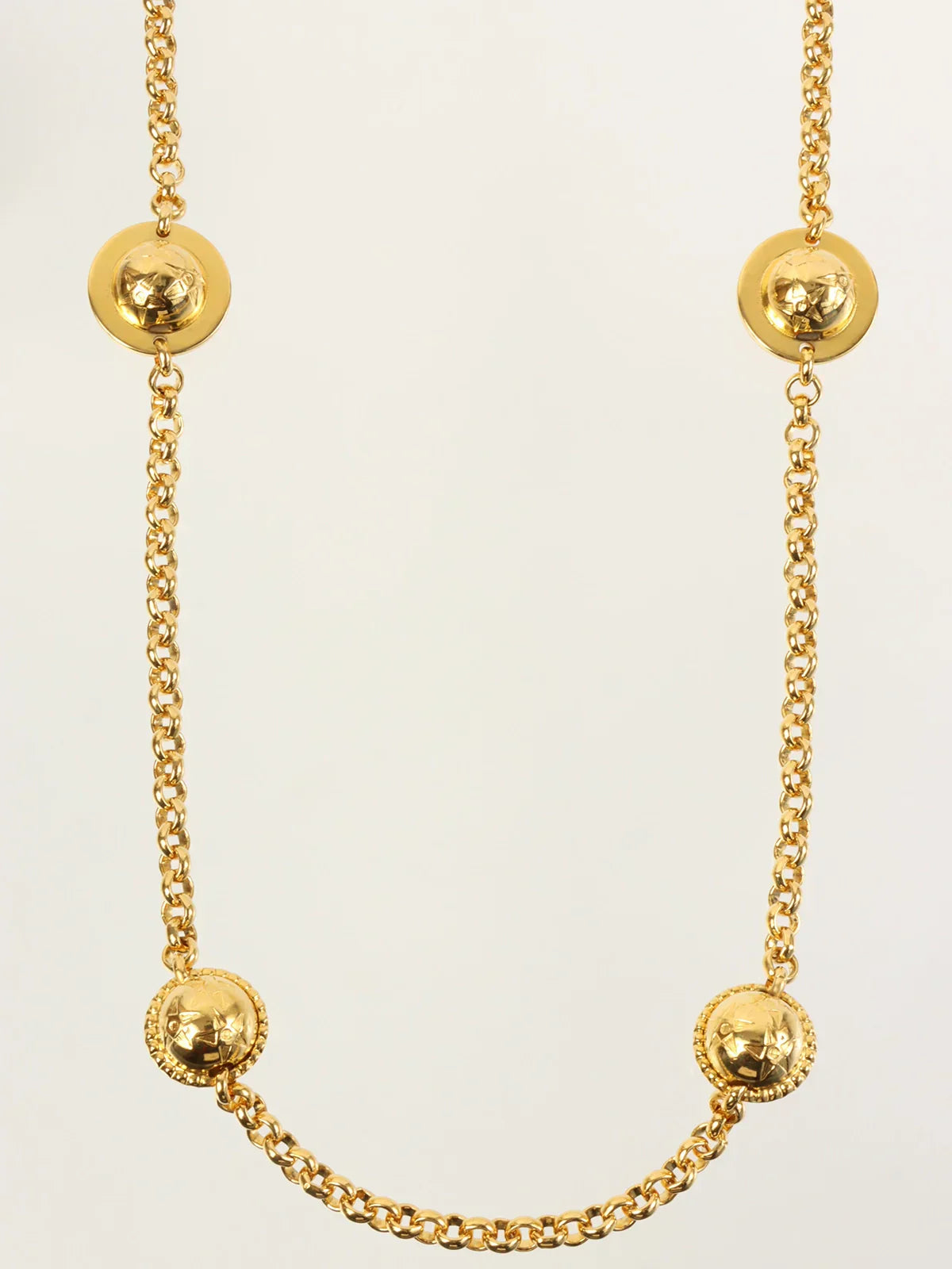 CELINE Star Motif Round Logo Necklace Gold